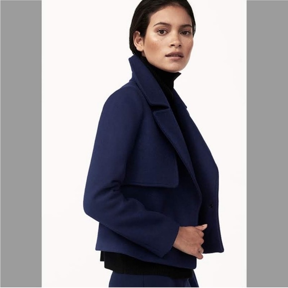 Cuyana | NWOT Cropped Wool Trench Coat Navy Small - Picture 10 of 10